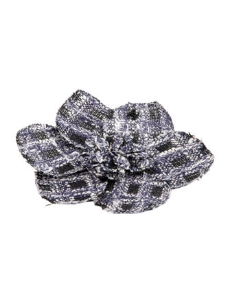 Chanel Tweed Camellia Brooch