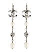 Chanel Faux Pearl & Strass CC Drop Earrings