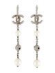 Chanel Faux Pearl & Strass CC Drop Earrings