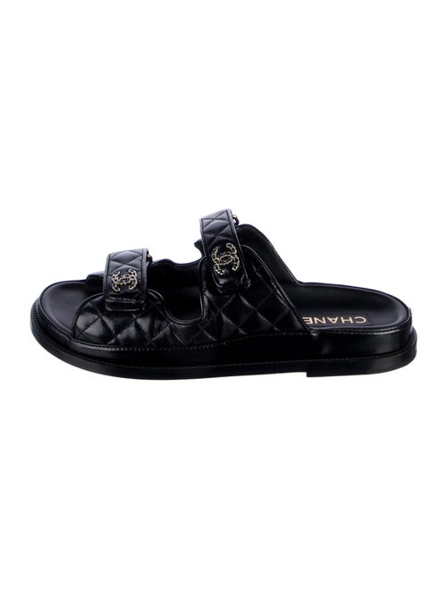 Chanel Interlocking CC Logo Leather Slides