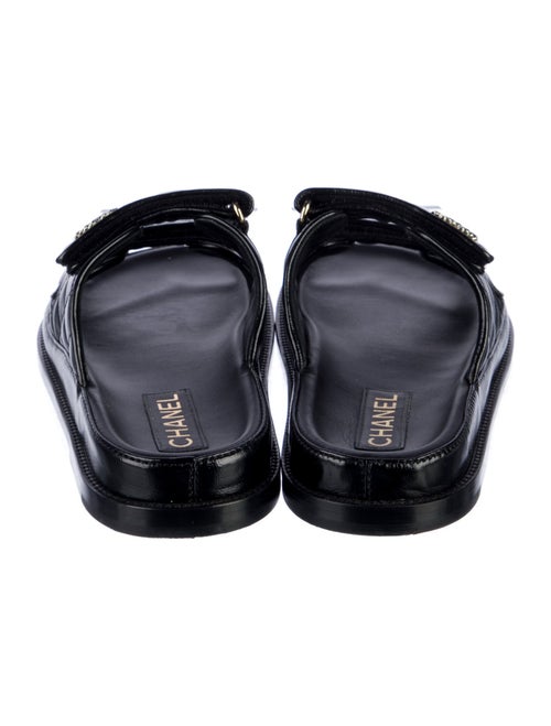 Chanel Interlocking CC Logo Leather Slides