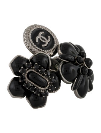 Chanel Strass, Resin & Enamel CC Cocktail Ring