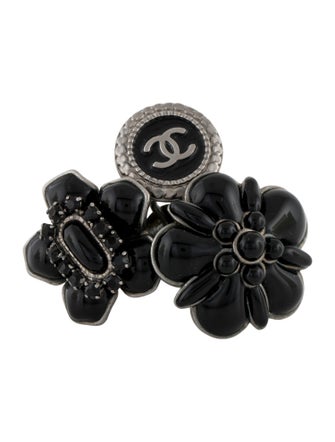 Chanel Strass, Resin & Enamel CC Cocktail Ring