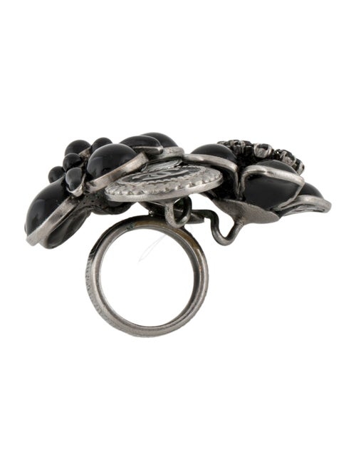 Chanel Strass, Resin & Enamel CC Cocktail Ring