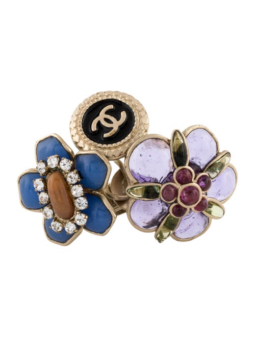 Chanel Strass, Resin & Enamel CC Cocktail Ring