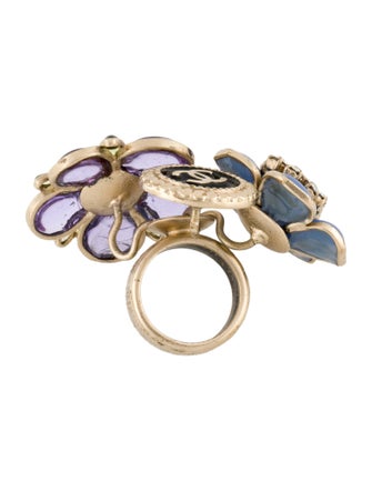 Chanel Strass, Resin & Enamel CC Cocktail Ring