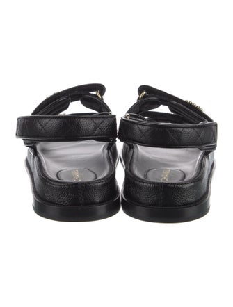 Chanel Interlocking CC Logo Leather Slingback Sandals