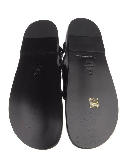 Chanel Interlocking CC Logo Leather Slingback Sandals