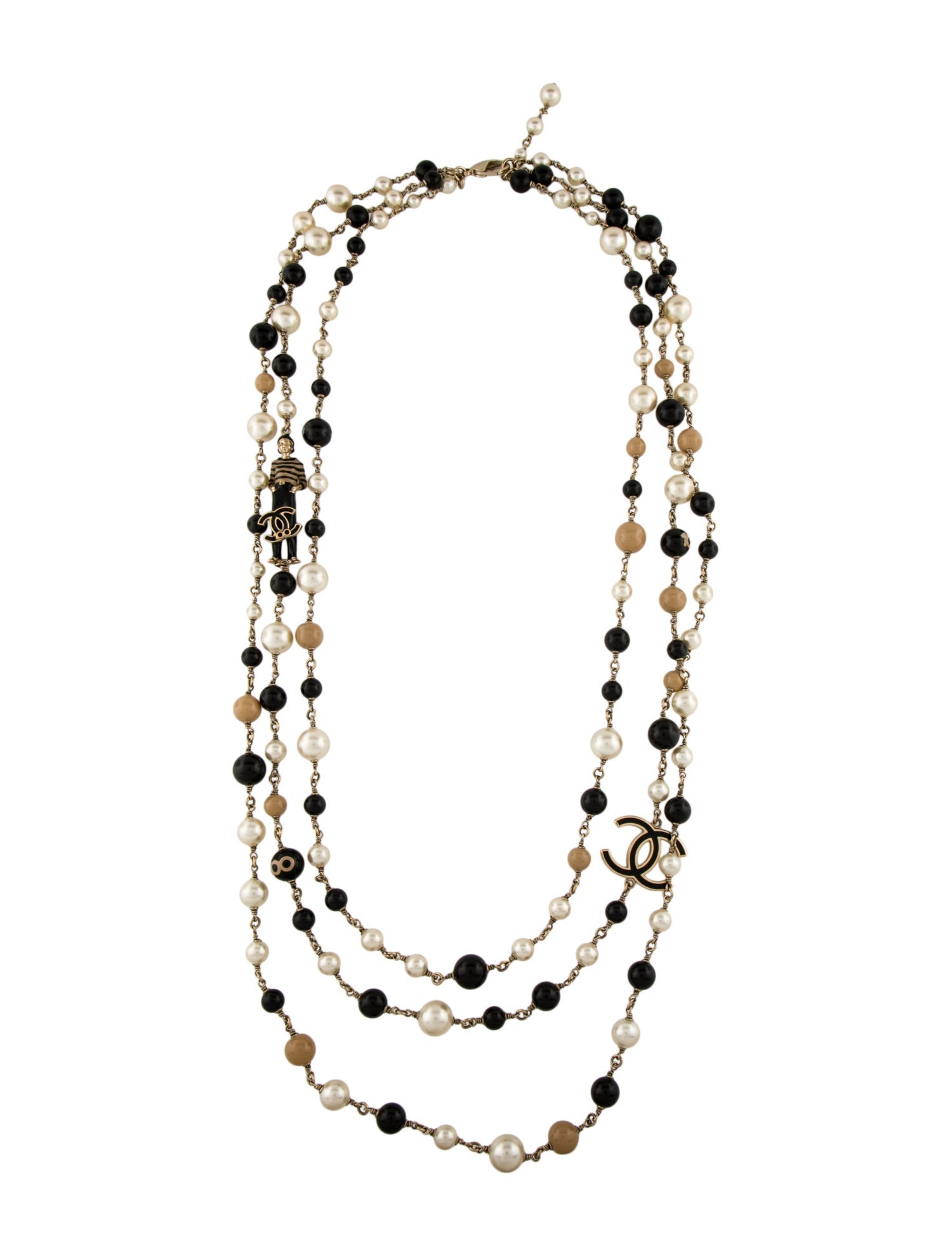 Chanel Faux Pearl & Resin CC Coco Multistrand Necklace