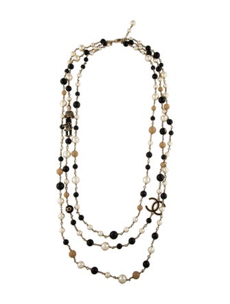 Chanel Faux Pearl & Resin CC Coco Multistrand Necklace