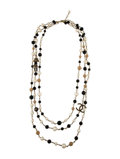 Chanel Faux Pearl & Resin CC Coco Multistrand Necklace