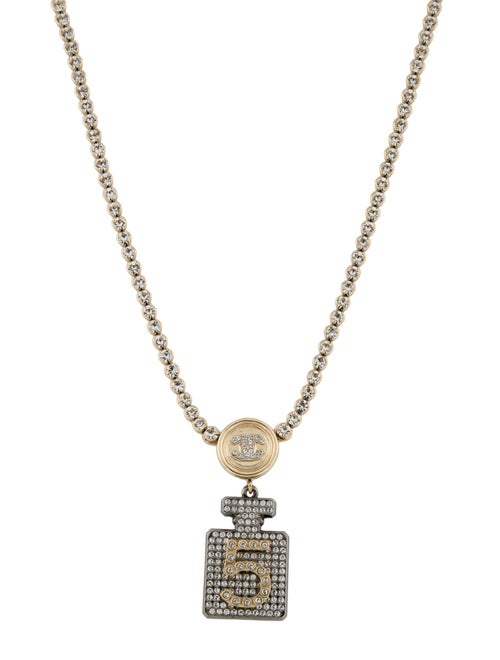 Chanel Strass CC No.5 Perfume Bottle Pendant Necklace