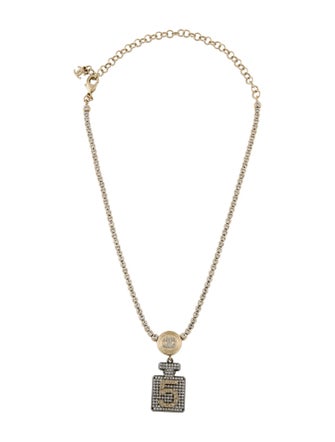 Chanel Strass CC No.5 Perfume Bottle Pendant Necklace