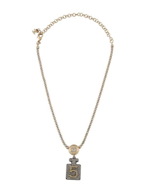 Chanel Strass CC No.5 Perfume Bottle Pendant Necklace
