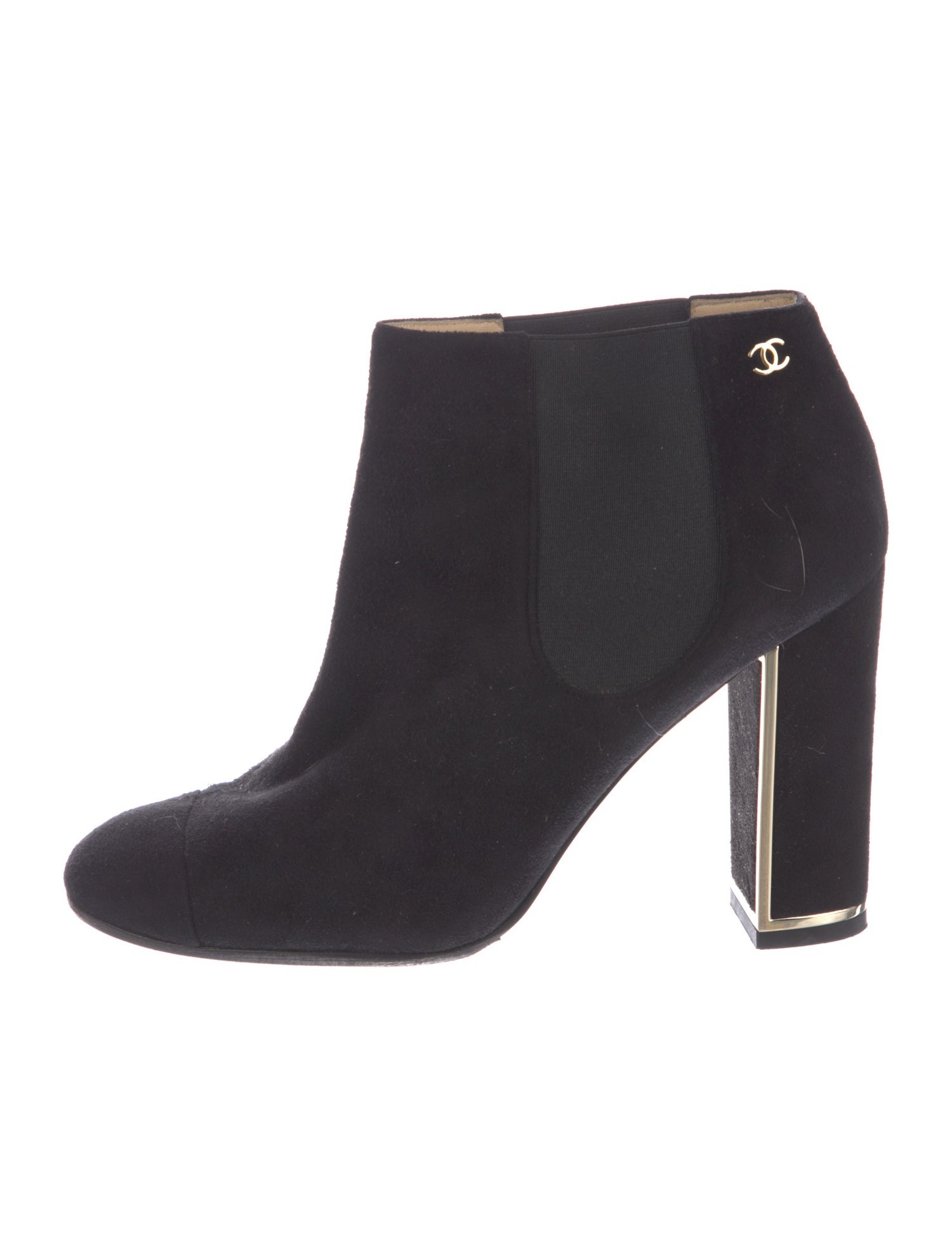 Chanel Interlocking CC Logo Suede Chelsea Boots