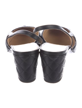 Chanel Interlocking CC Logo Leather Slingback Pumps