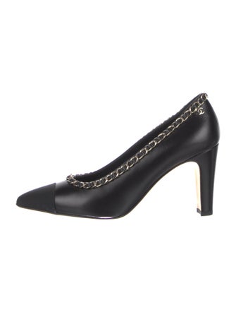 Chanel Leather Chain-Link Accents Pumps