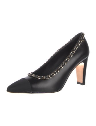 Chanel Leather Chain-Link Accents Pumps