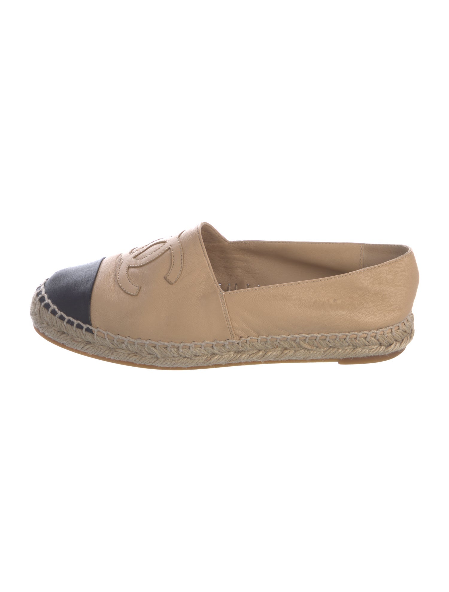 Chanel Interlocking CC Logo Leather Espadrilles