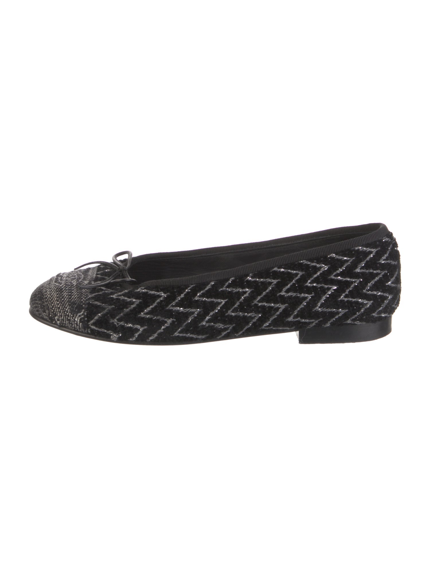 Chanel Interlocking CC Logo Tweed Ballet Flats