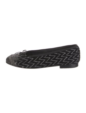 Chanel Interlocking CC Logo Tweed Ballet Flats