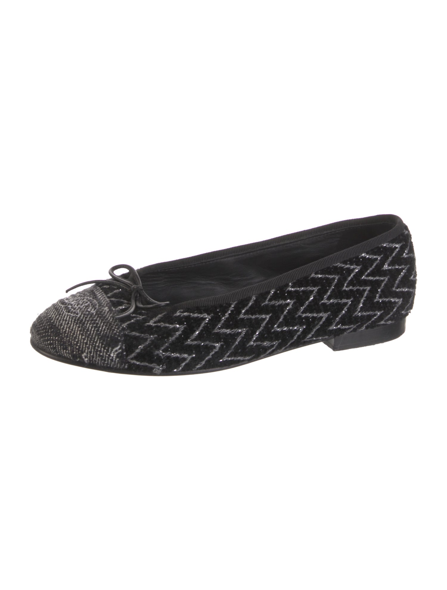 Chanel Interlocking CC Logo Tweed Ballet Flats