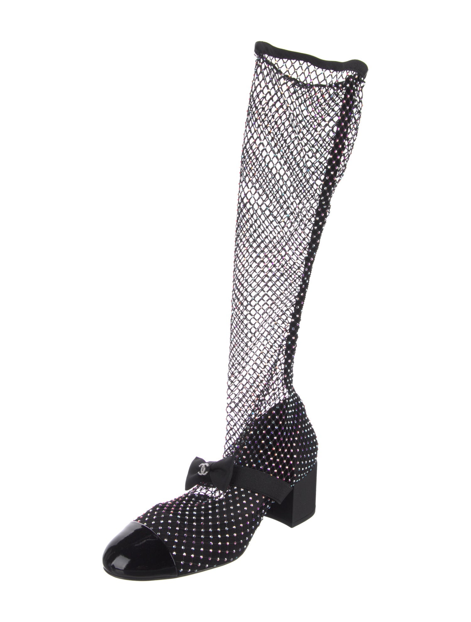 Chanel Interlocking CC Logo Mesh Sock Boots