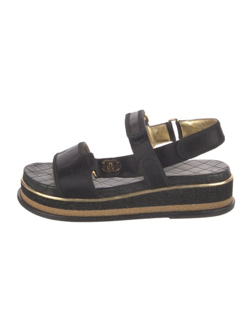 Chanel Interlocking CC Logo Satin Sandals