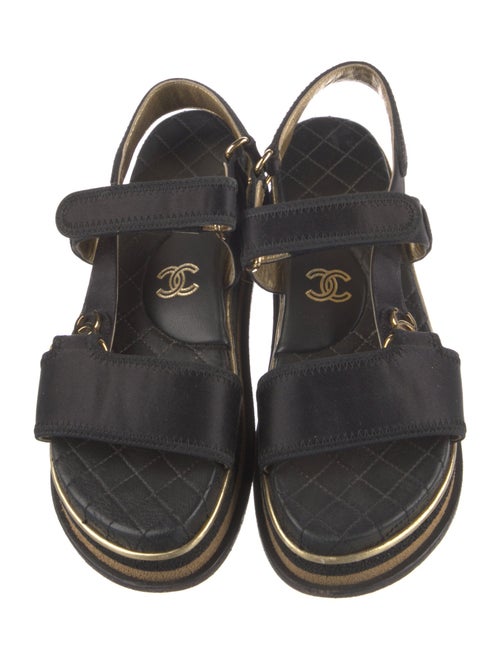Chanel Interlocking CC Logo Satin Sandals