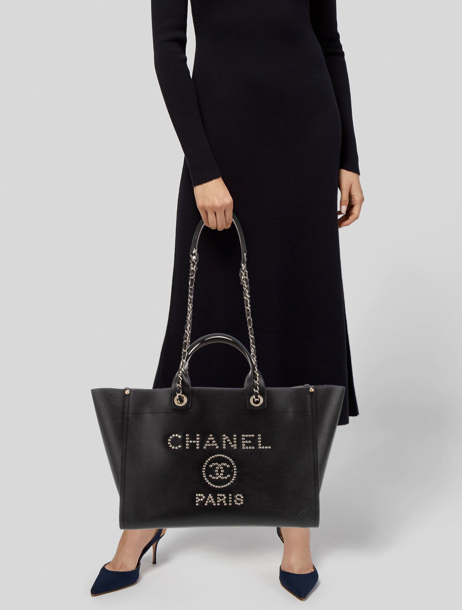 Chanel Medium Studded Deauville Shopping Tote