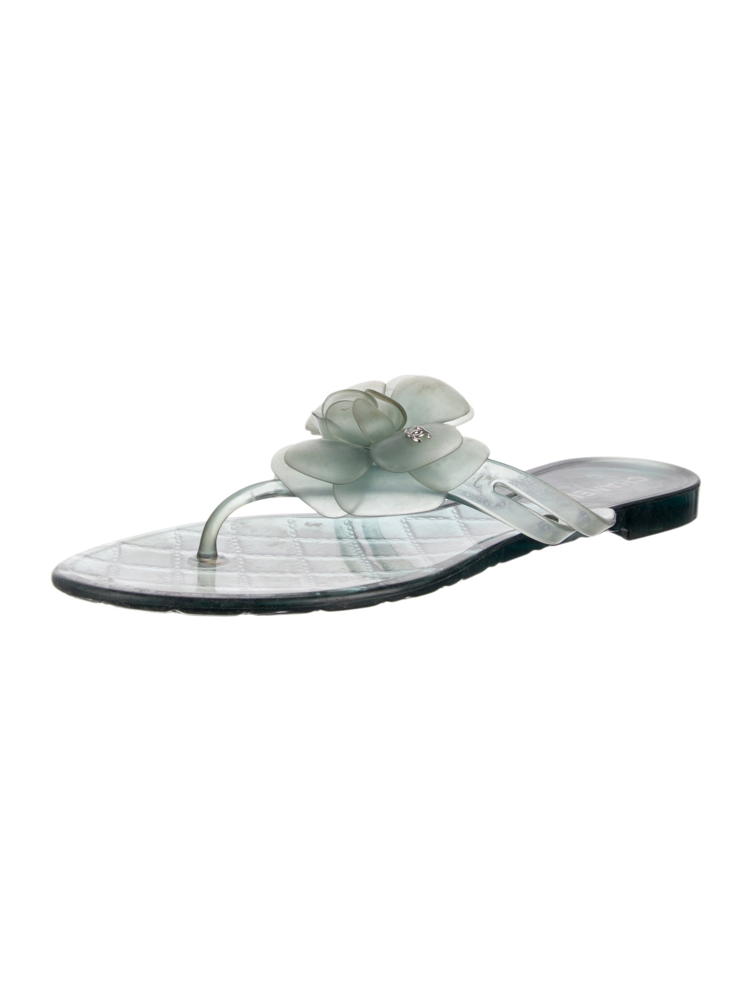 Chanel Interlocking CC Logo Rubber Slides