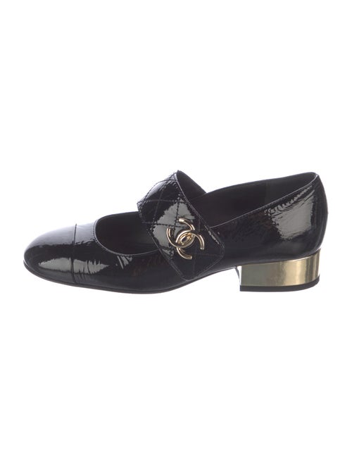 Chanel Interlocking CC Logo Leather Mary Jane Flats