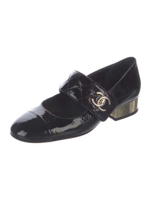 Chanel Interlocking CC Logo Leather Mary Jane Flats