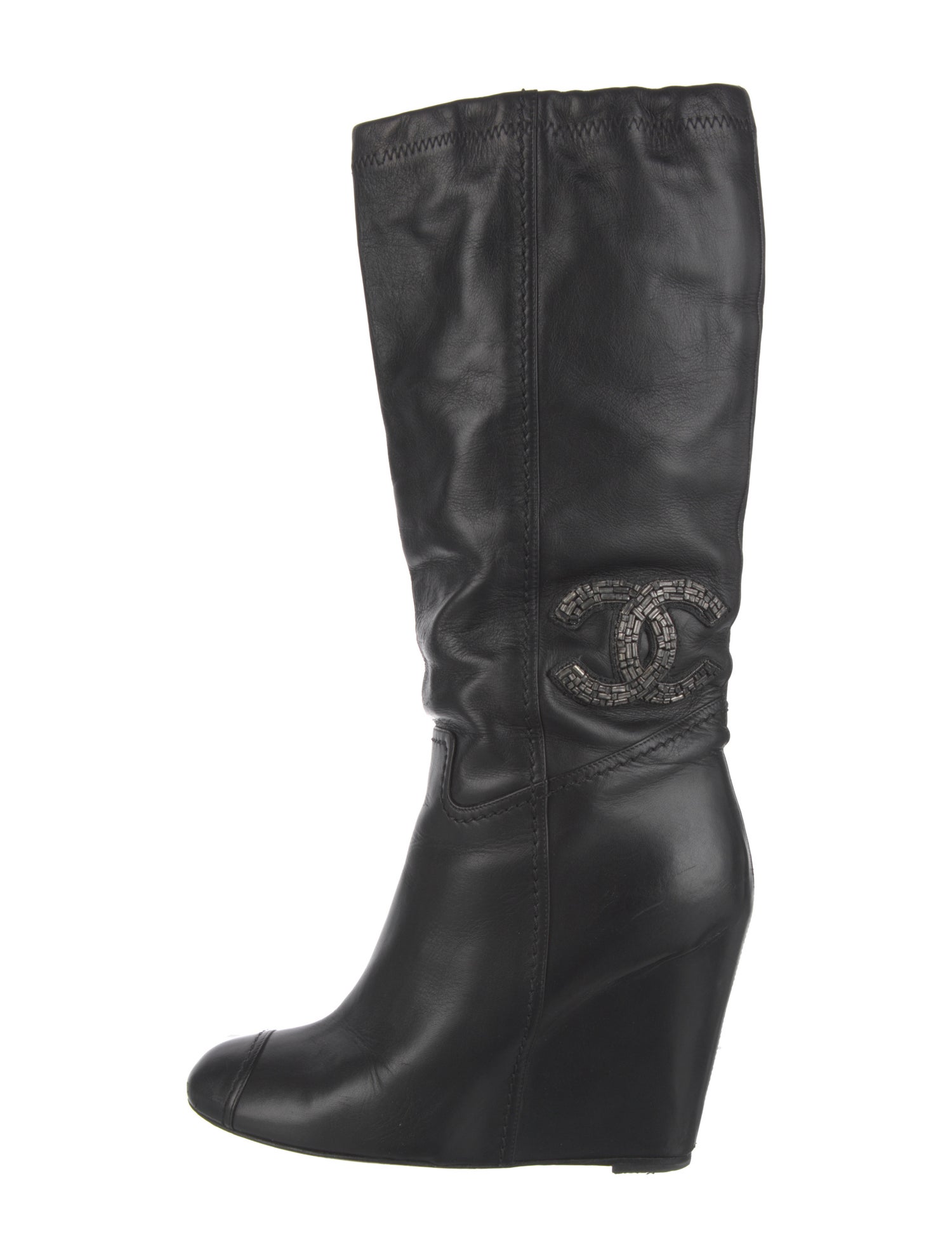 Chanel Interlocking CC Logo Leather Boots