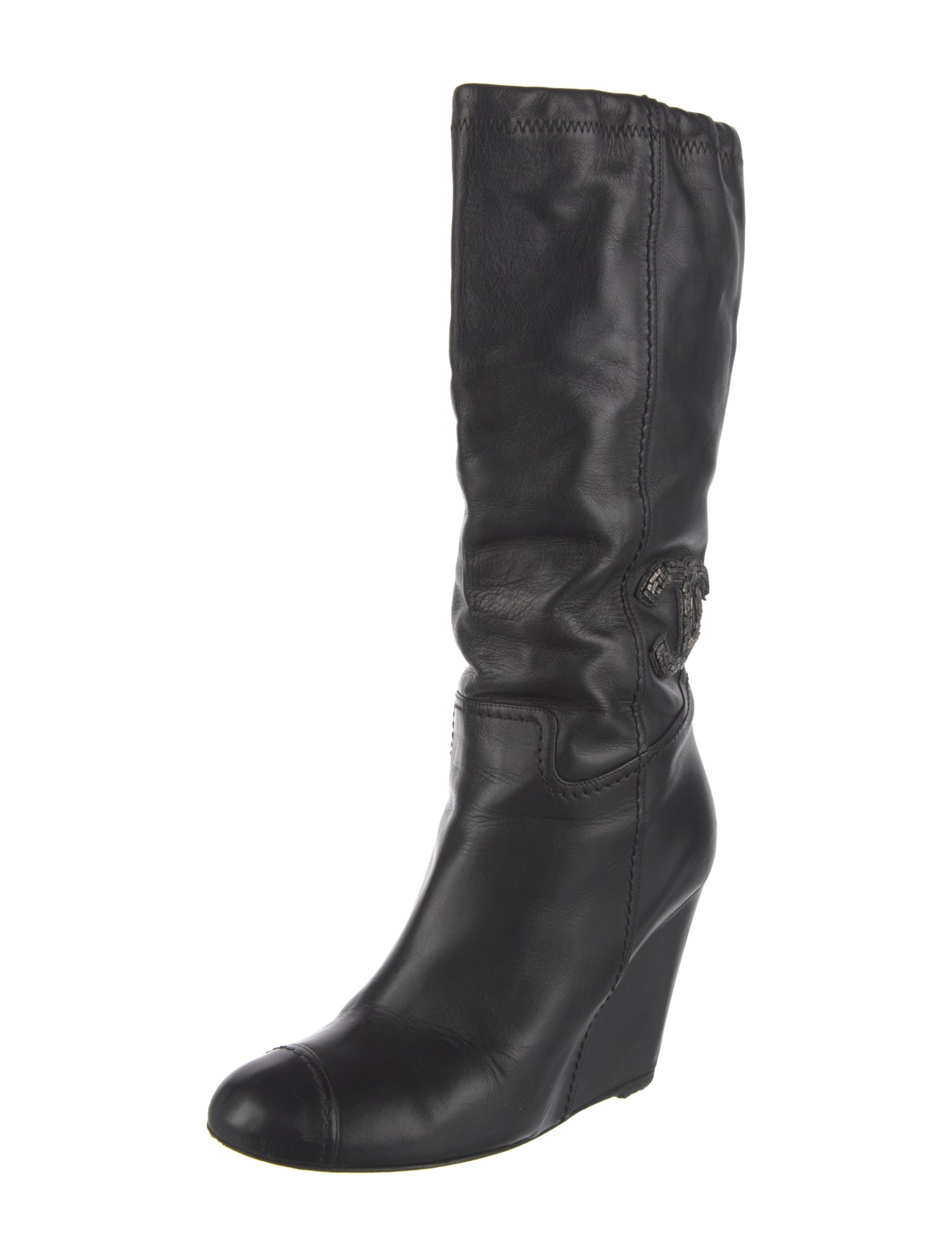 Chanel Interlocking CC Logo Leather Boots