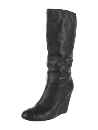 Chanel Interlocking CC Logo Leather Boots