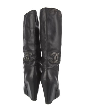 Chanel Interlocking CC Logo Leather Boots