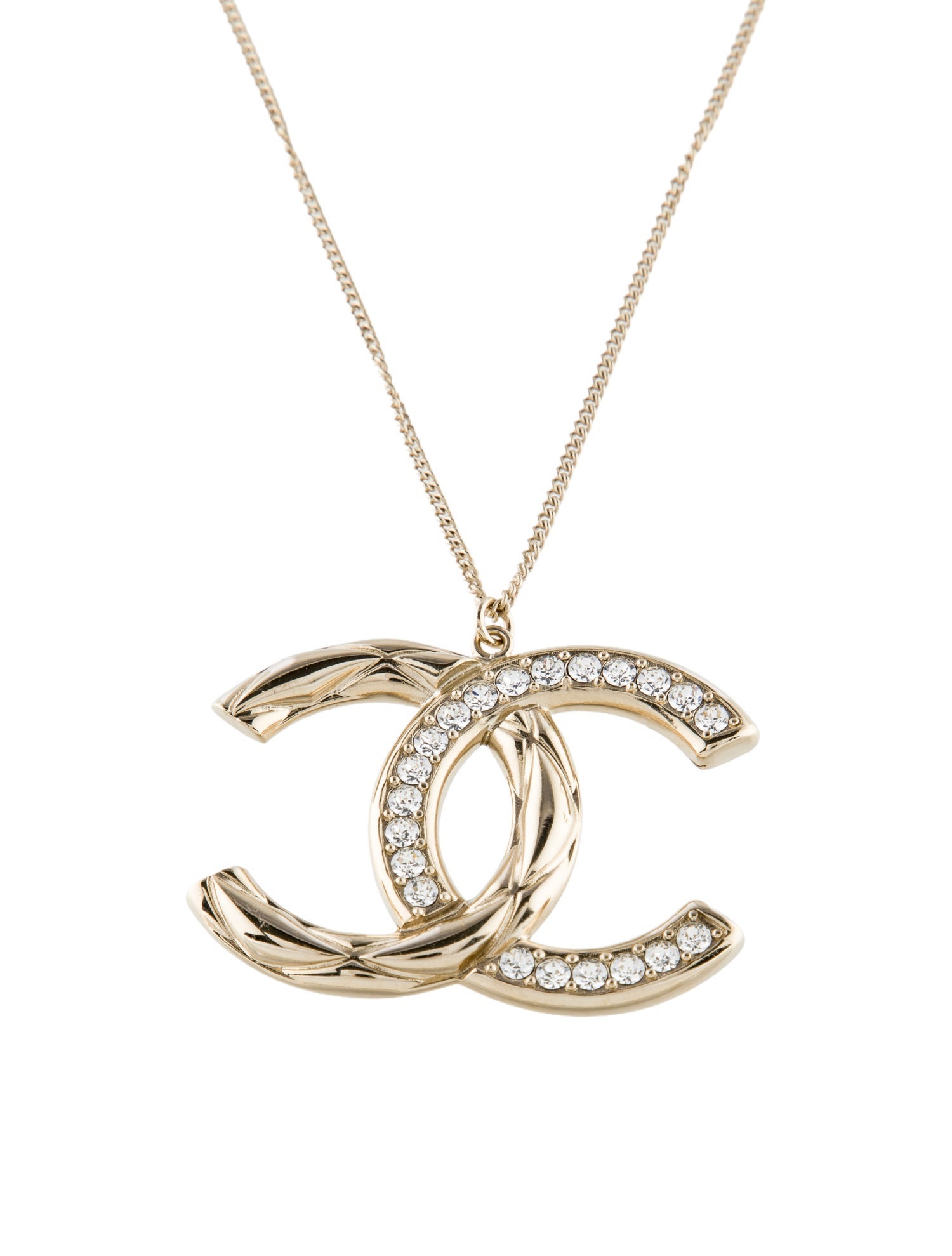 Chanel Enamel & Strass Reversible CC Pendant Necklace