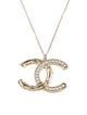 Chanel Enamel & Strass Reversible CC Pendant Necklace