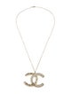 Chanel Enamel & Strass Reversible CC Pendant Necklace