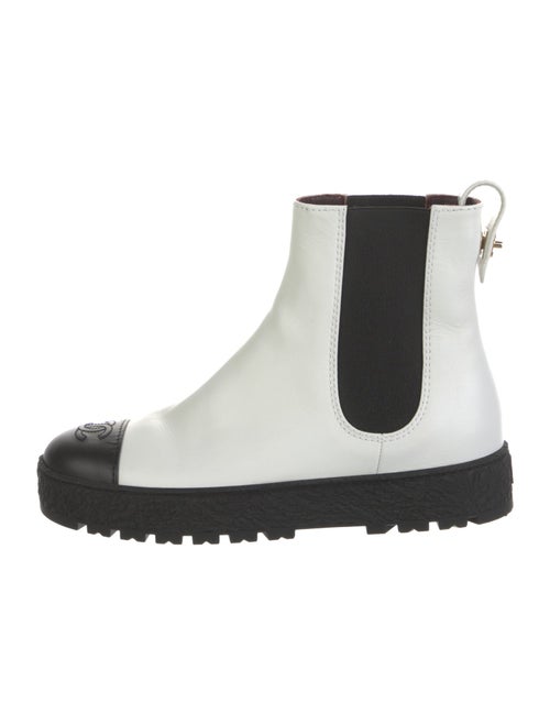 Chanel Interlocking CC Logo Leather Chelsea Boots