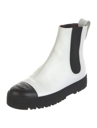 Chanel Interlocking CC Logo Leather Chelsea Boots