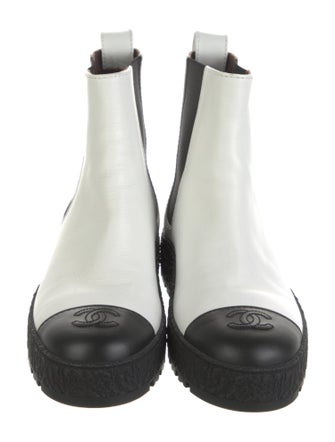 Chanel Interlocking CC Logo Leather Chelsea Boots