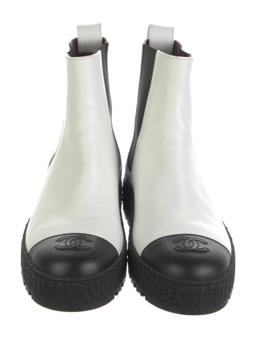 Chanel Interlocking CC Logo Leather Chelsea Boots
