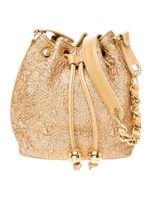 Chanel Brocade Drawstring Bucket Bag