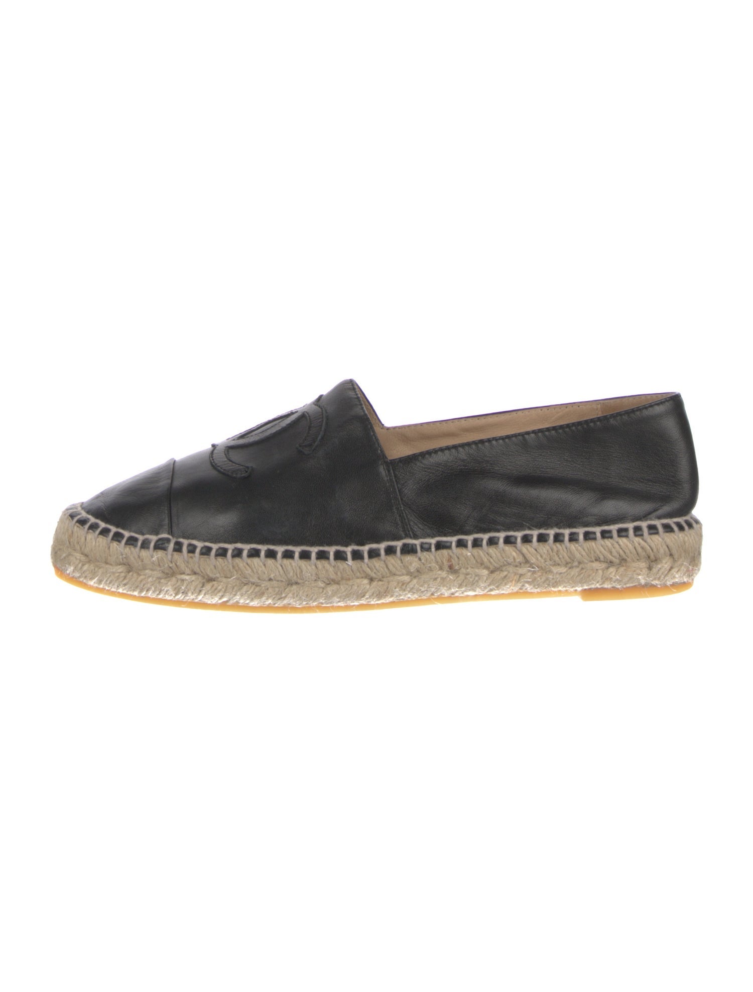 Chanel Interlocking CC Logo Leather Espadrilles