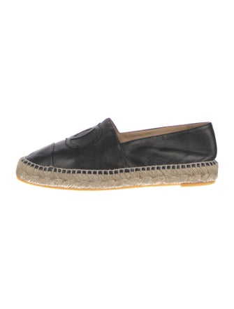 Chanel Interlocking CC Logo Leather Espadrilles
