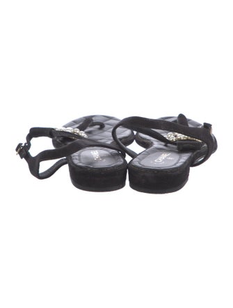 Chanel Interlocking CC Logo Suede T-Strap Sandals