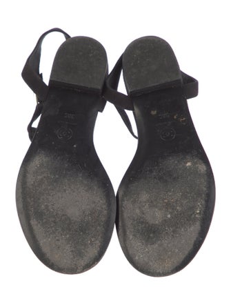 Chanel Interlocking CC Logo Suede T-Strap Sandals