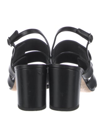 Chanel Interlocking CC Logo Leather Slingback Sandals
